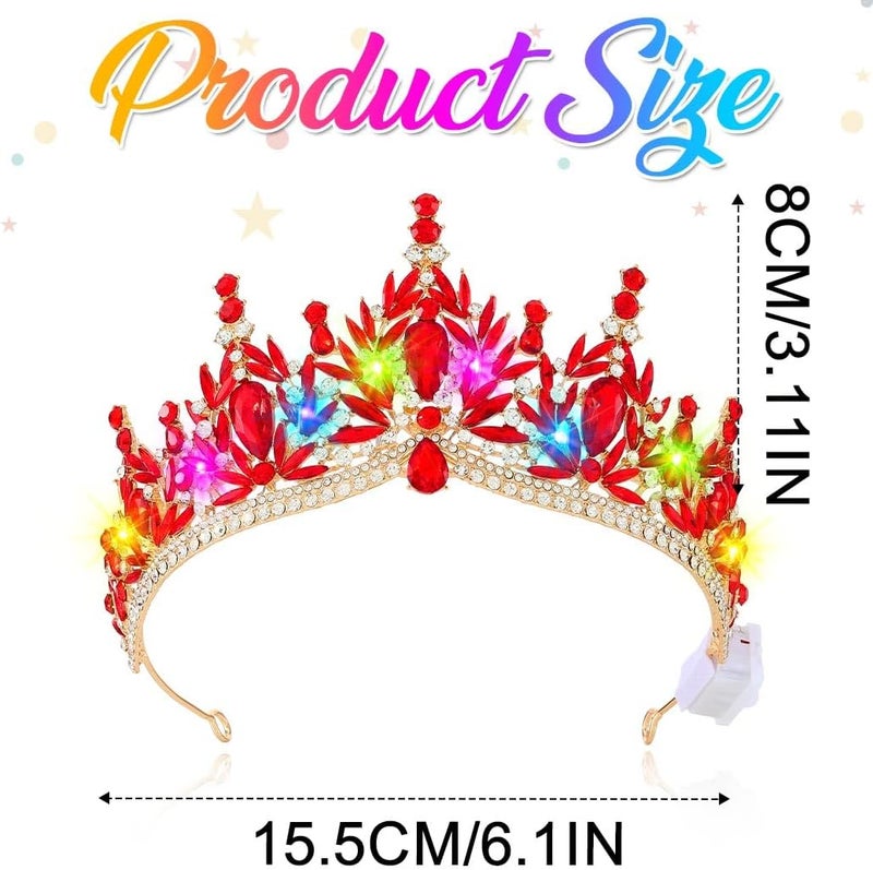 Brishow Light Up Fantasy Rhinestone Gold Crowns,Bridal Wedding Tiaras,Queen Headpiece Jewelry for Women - Image 5